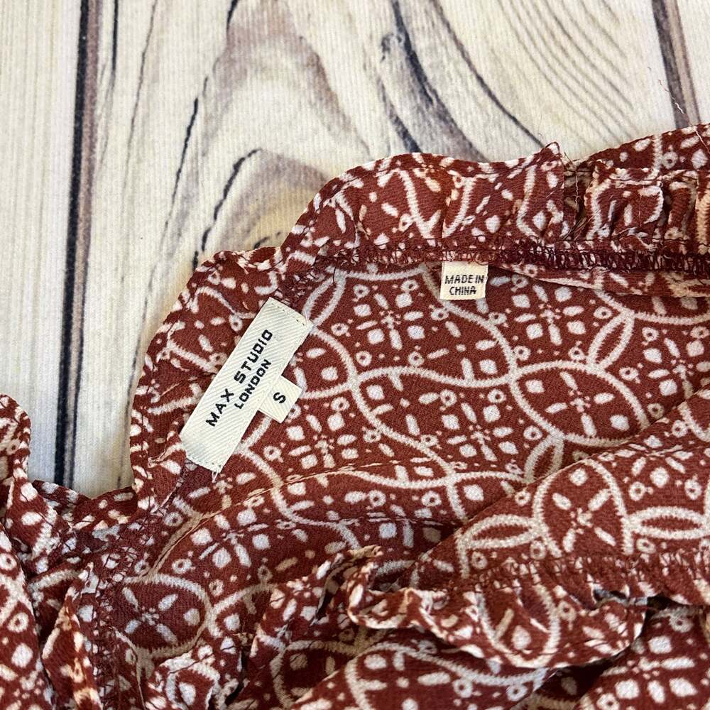Max Studio Terra Cotta Boho Daisy Smocked Waist Wide Leg Jumpsuit Small - Picture 7 of 7